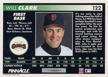 Will Clark  baseball card collectible - Main Image 2