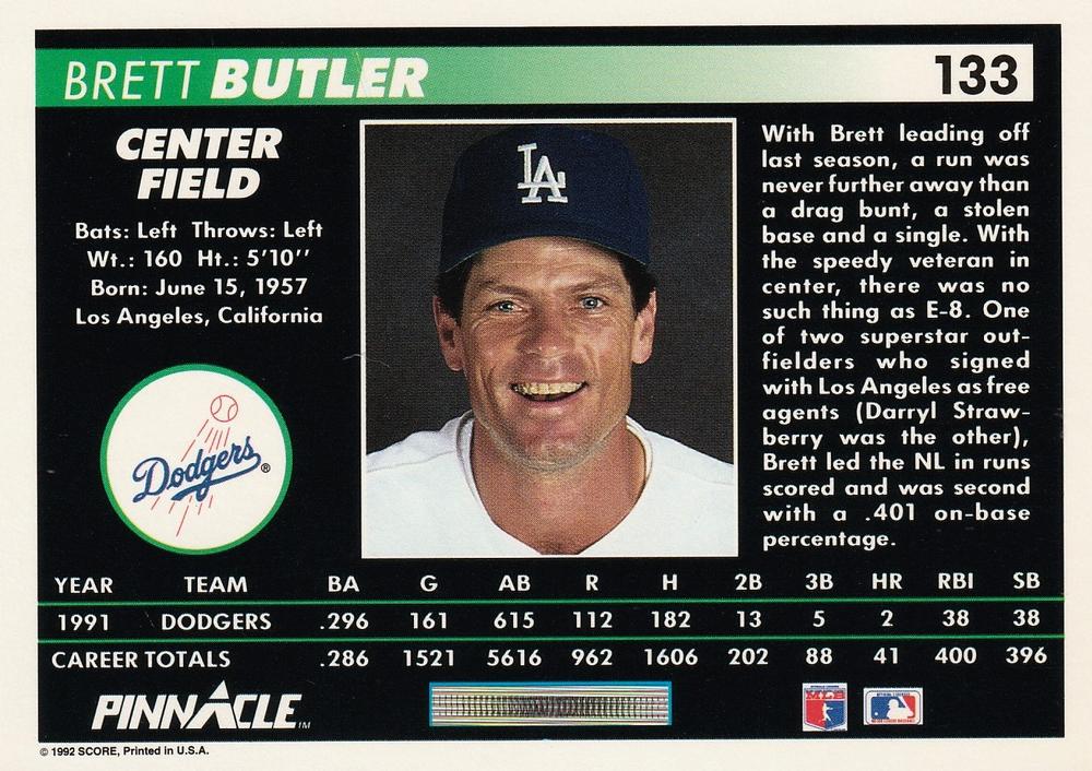 Brett Butler  baseball card collectible - Main Image 2
