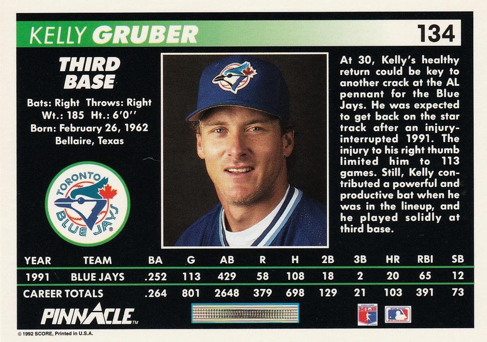 Kelly Gruber  baseball card collectible - Main Image 2
