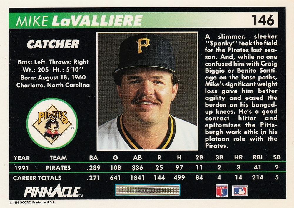Mike LaValliere  baseball card collectible - Main Image 2