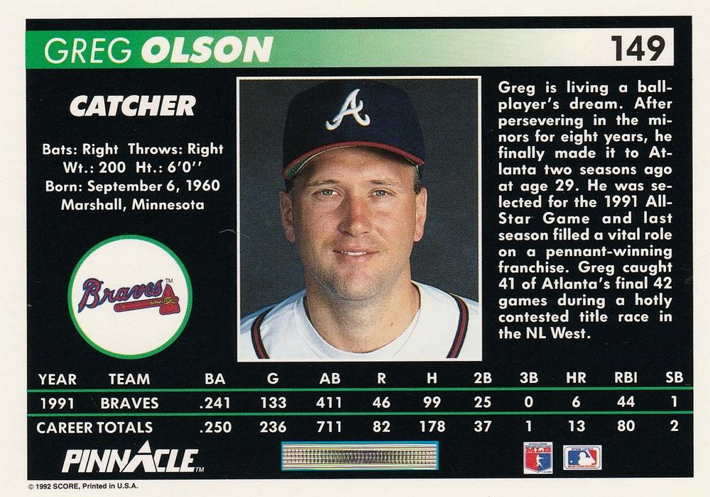 Greg Olson  baseball card collectible - Main Image 2