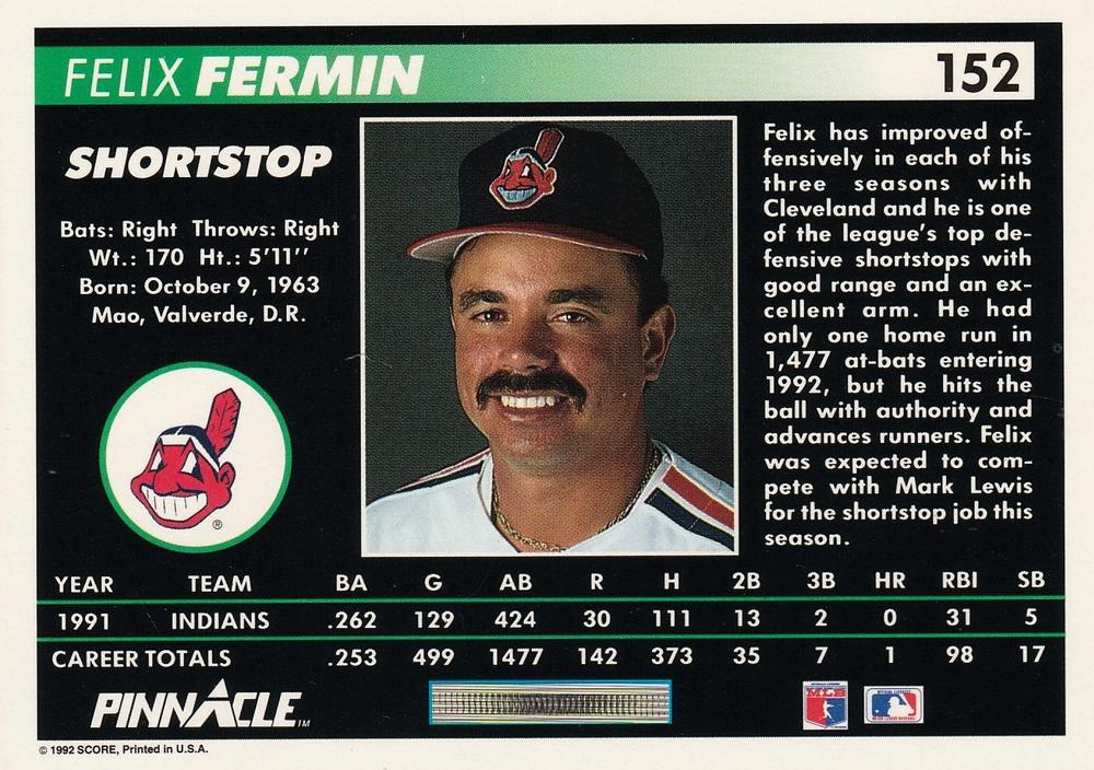 Felix Fermin  baseball card collectible - Main Image 2