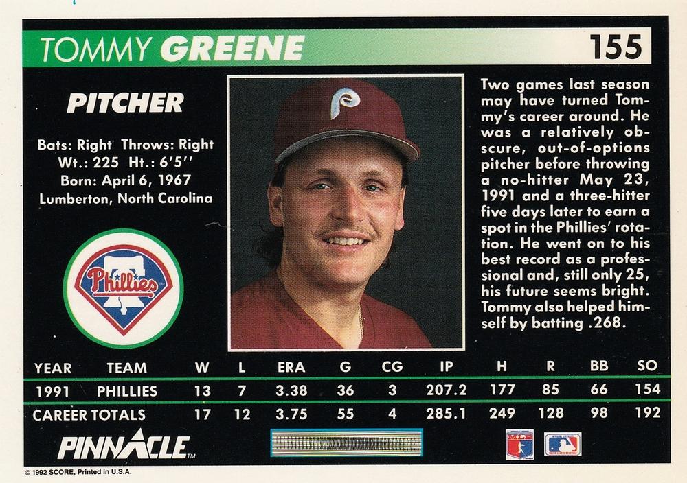 Tommy Greene  baseball card collectible - Main Image 2