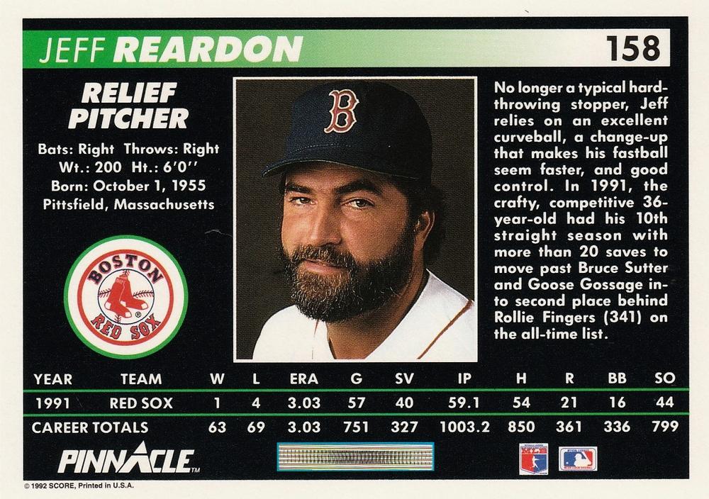 Jeff Reardon  baseball card collectible - Main Image 2