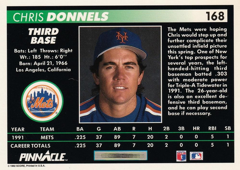 Chris Donnels  baseball card collectible - Main Image 2