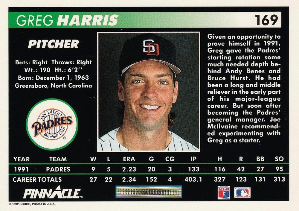 Greg Harris  baseball card collectible - Main Image 2