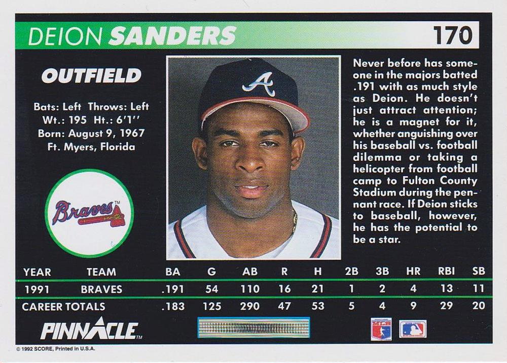 Deion Sanders  baseball card collectible - Main Image 2