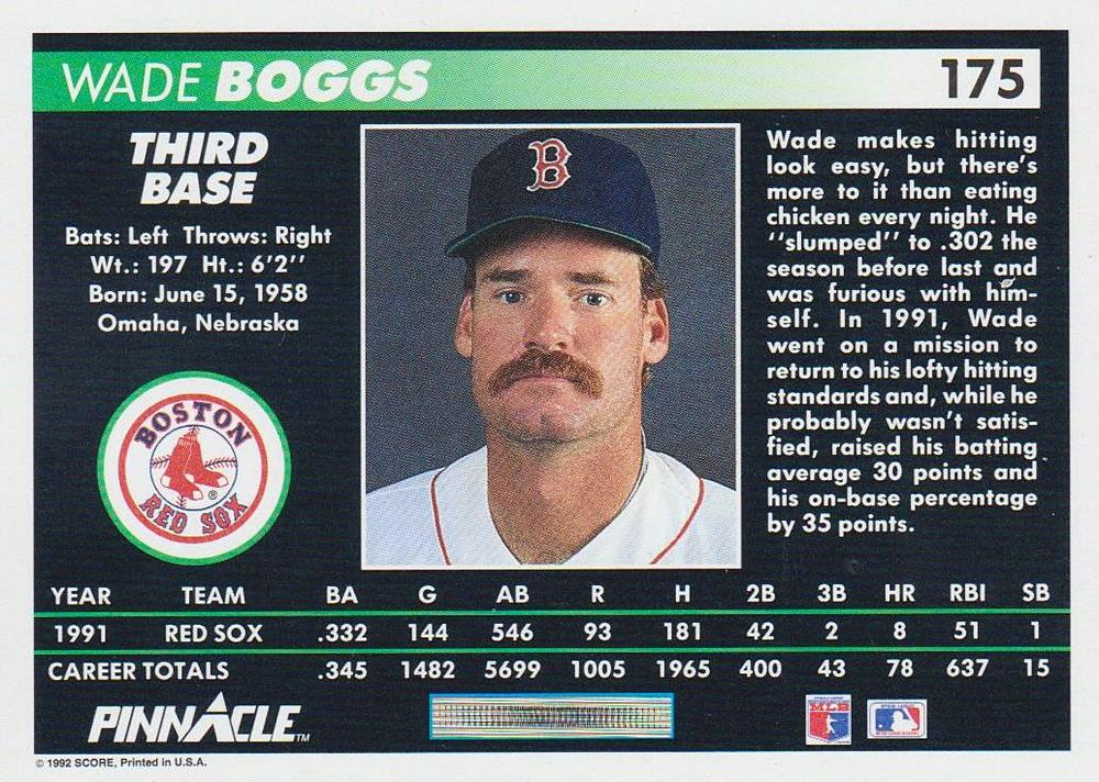 Wade Boggs  baseball card collectible - Main Image 2