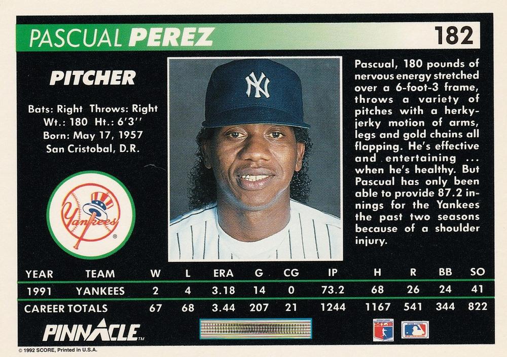 Pascual Perez  baseball card collectible - Main Image 2