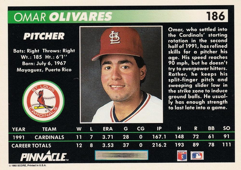 Omar Olivares  baseball card collectible - Main Image 2