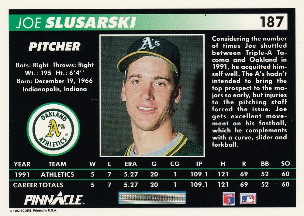 Joe Slusarski  baseball card collectible - Main Image 2