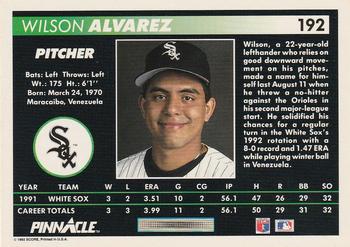 Wilson Alvarez  baseball card collectible - Main Image 2