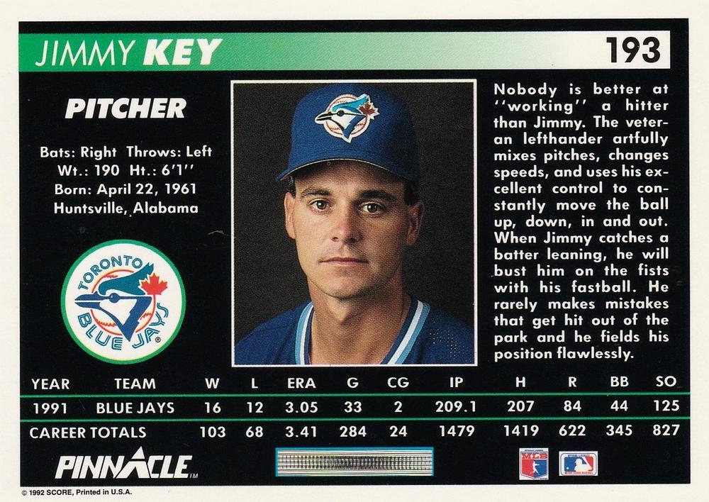 Jimmy Key  baseball card collectible - Main Image 2