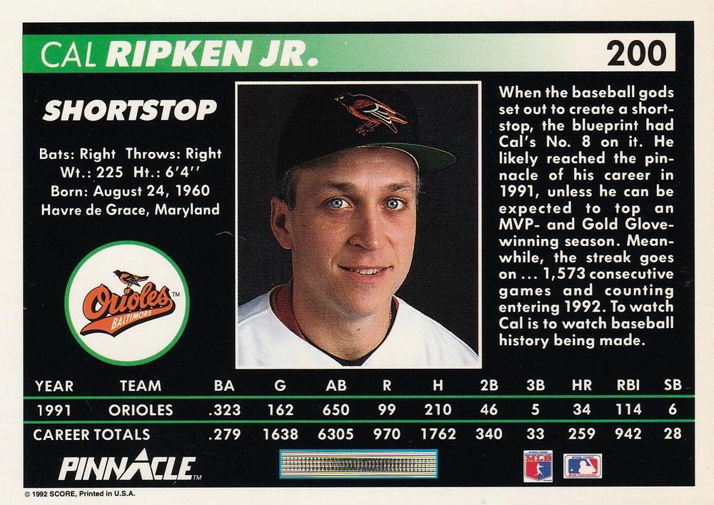 Cal Ripken Jr.  baseball card collectible - Main Image 2