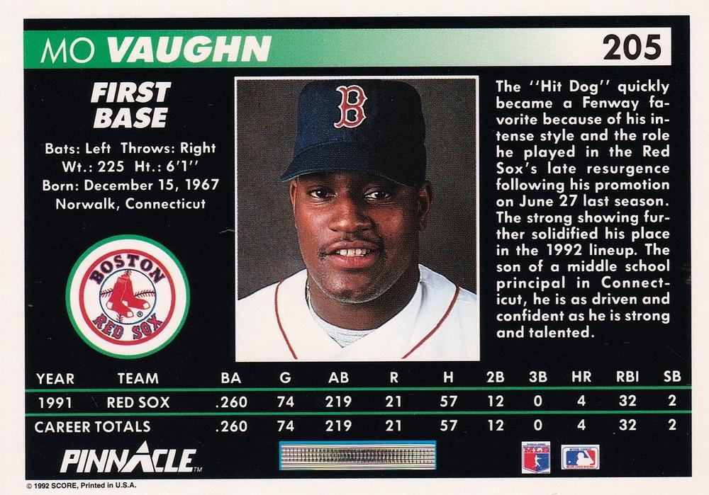 Mo Vaughn  baseball card collectible - Main Image 2