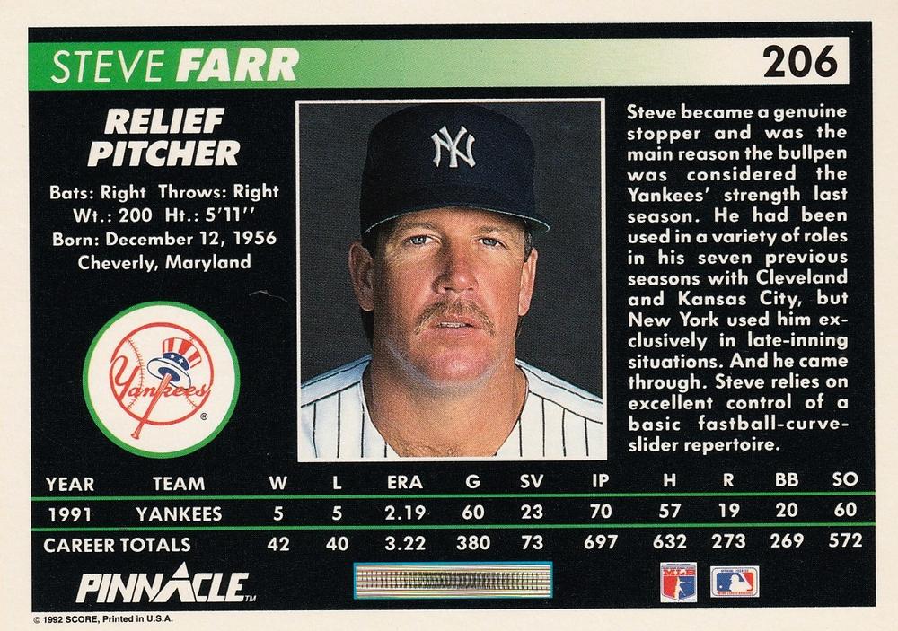 Steve Farr  baseball card collectible - Main Image 2
