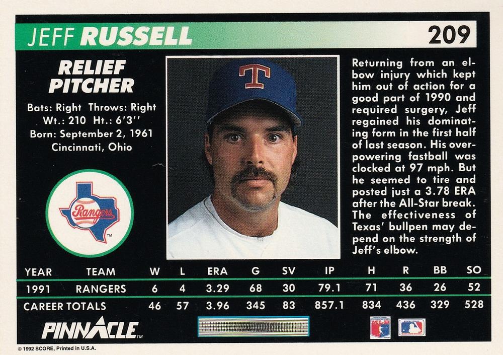 Jeff Russell  baseball card collectible - Main Image 2