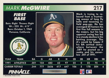 Mark McGwire  baseball card collectible - Main Image 2