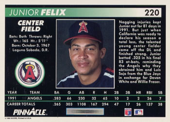 Junior Felix  baseball card collectible - Main Image 2