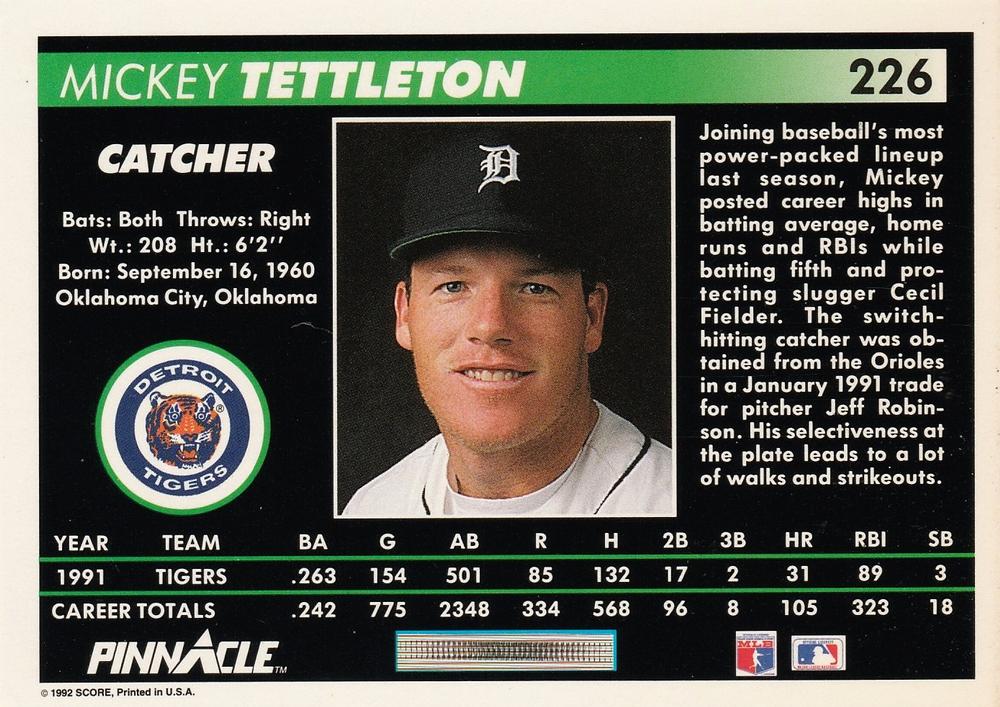Mickey Tettleton  baseball card collectible - Main Image 2