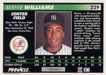 Bernie Williams  baseball card collectible - Main Image 2