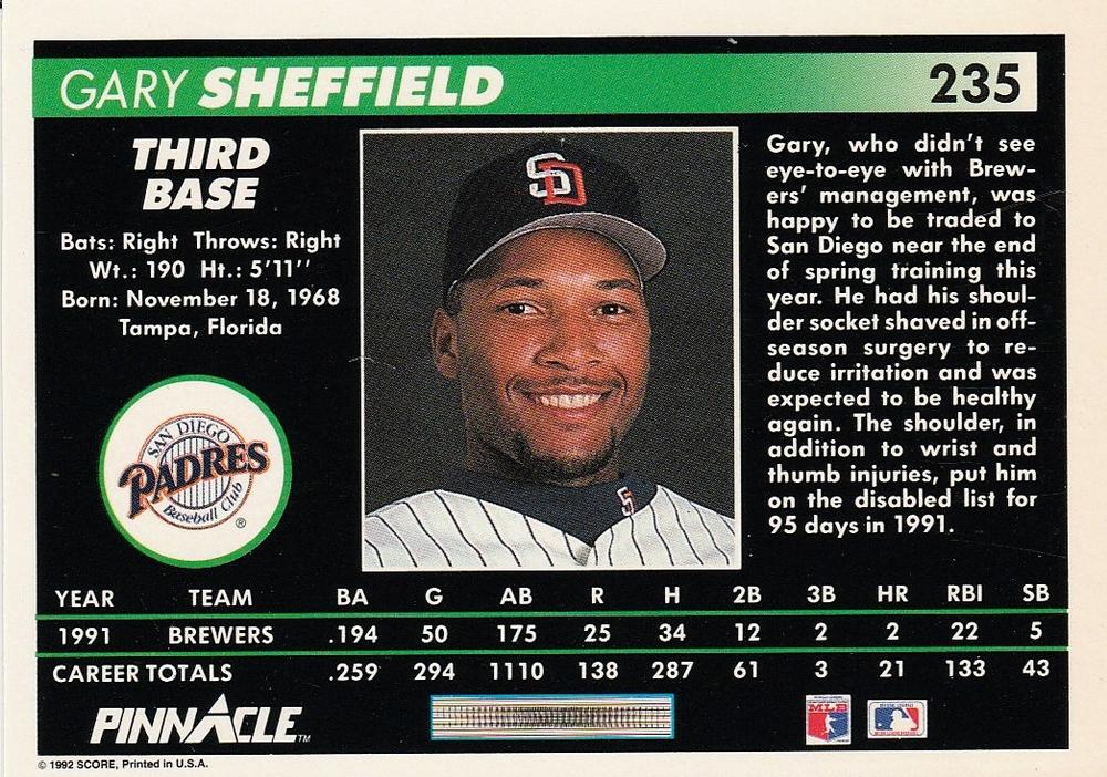 Gary Sheffield  baseball card collectible - Main Image 2