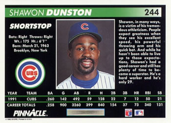 Shawon Dunston  baseball card collectible - Main Image 2