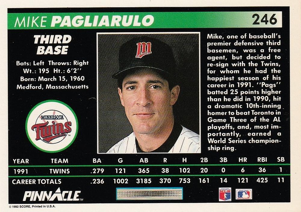 Mike Pagliarulo  baseball card collectible - Main Image 2