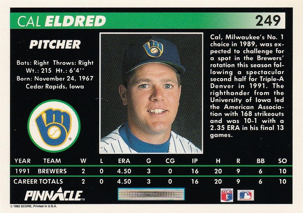 Cal Eldred  baseball card collectible - Main Image 2
