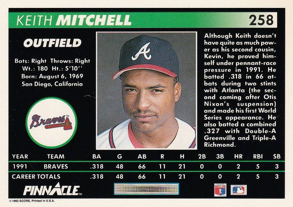 Keith Mitchell  baseball card collectible - Main Image 2