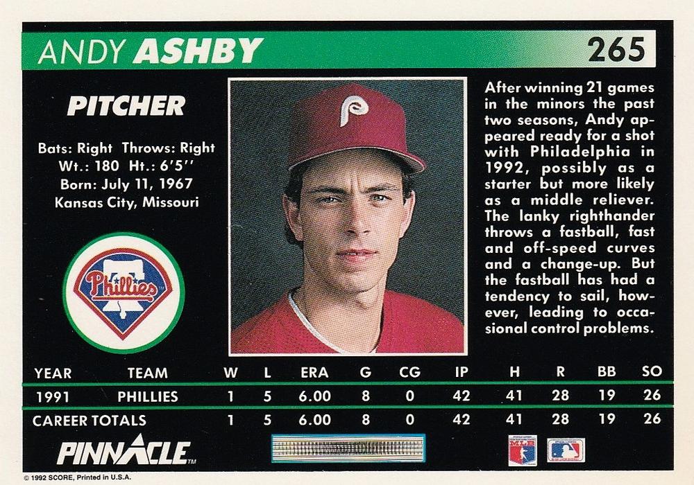 Andy Ashby  baseball card collectible - Main Image 2