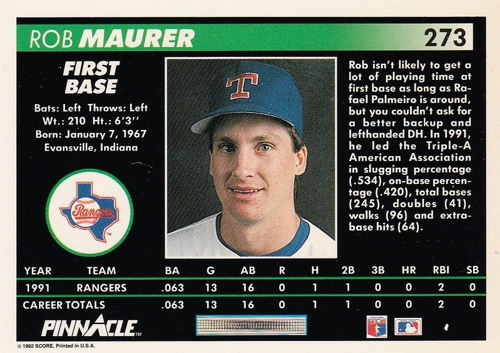 Rob Maurer  baseball card collectible - Main Image 2