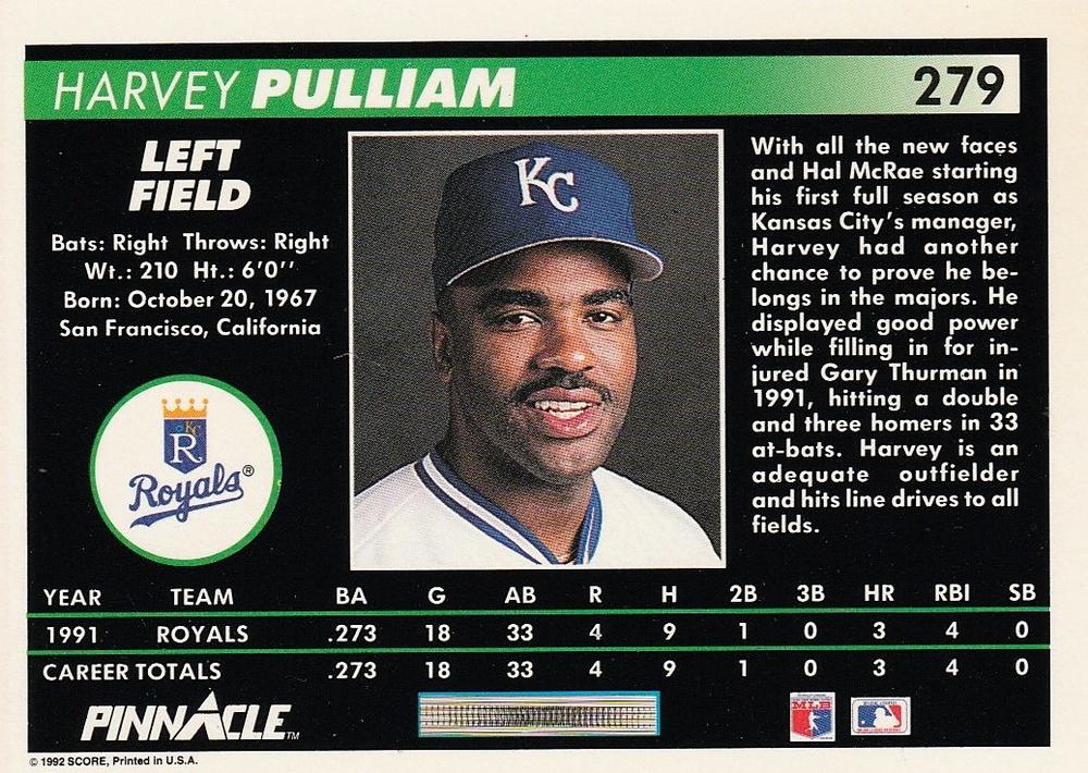 Harvey Pulliam  baseball card collectible - Main Image 2