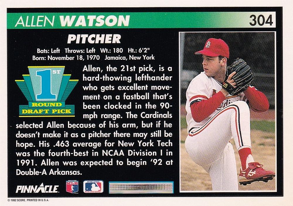 Allen Watson  baseball card collectible - Main Image 2