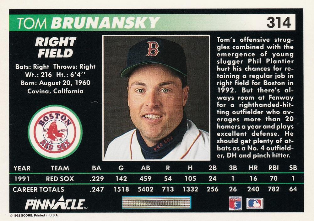Tom Brunansky  baseball card collectible - Main Image 2