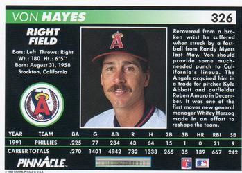 Von Hayes  baseball card collectible - Main Image 2