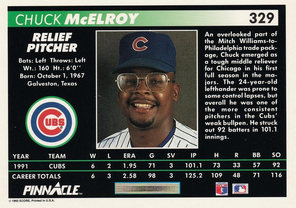 Chuck McElroy  baseball card collectible - Main Image 2