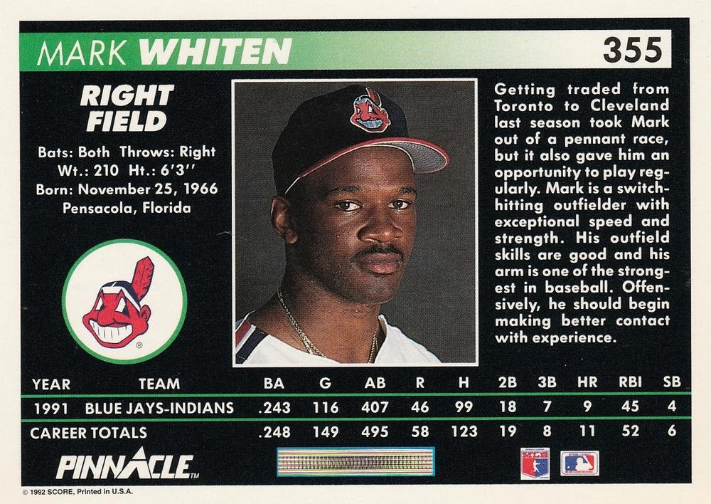Mark Whiten  baseball card collectible - Main Image 2