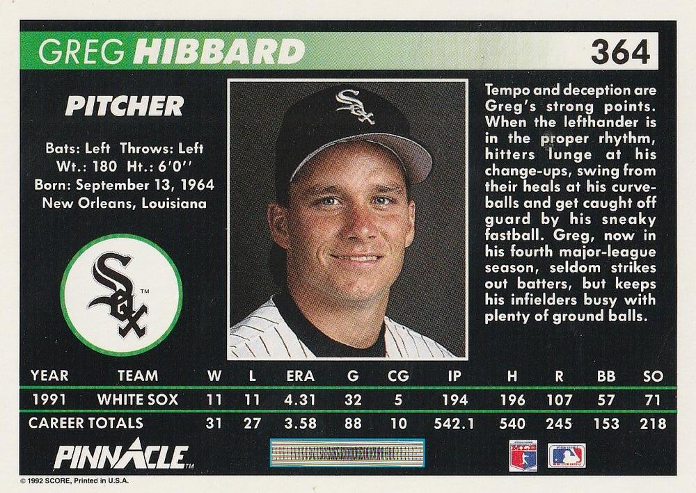 Greg Hibbard  baseball card collectible - Main Image 2