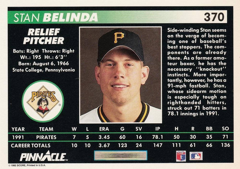 Stan Belinda  baseball card collectible - Main Image 2
