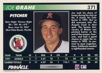 Joe Grahe  baseball card collectible - Main Image 2