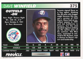 Dave Winfield  baseball card collectible - Main Image 2
