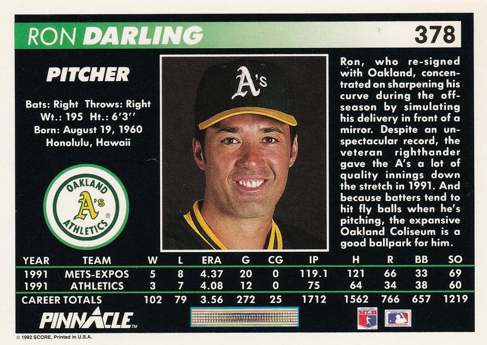 Ron Darling  baseball card collectible - Main Image 2