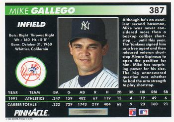Mike Gallego  baseball card collectible - Main Image 2