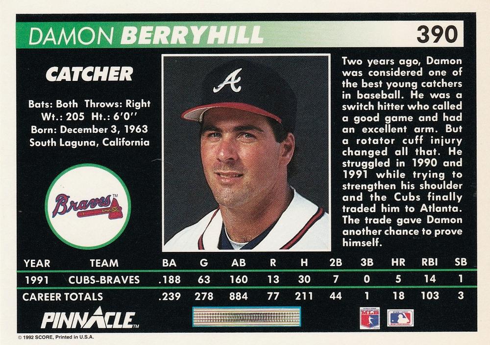 Damon Berryhill  baseball card collectible - Main Image 2
