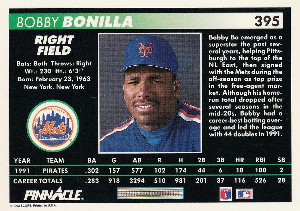 Bobby Bonilla  baseball card collectible - Main Image 2