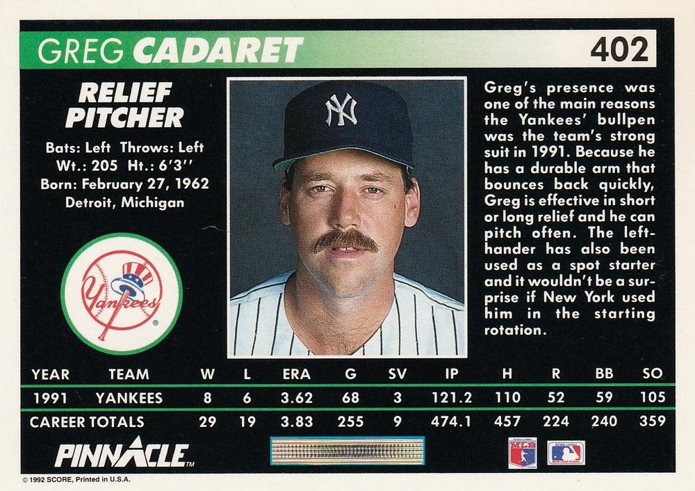 Greg Cadaret  baseball card collectible - Main Image 2