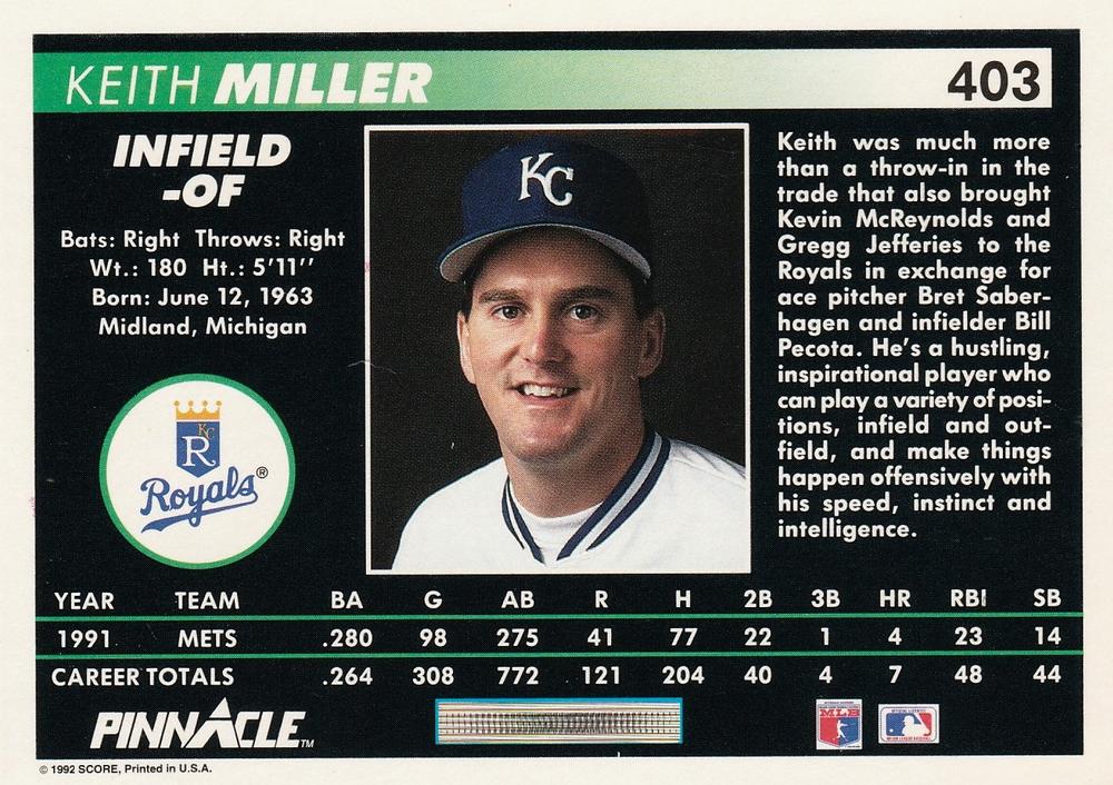 Keith Miller  baseball card collectible - Main Image 2
