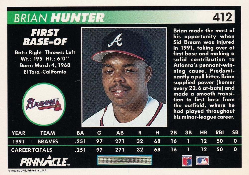 Brian Hunter  baseball card collectible - Main Image 2