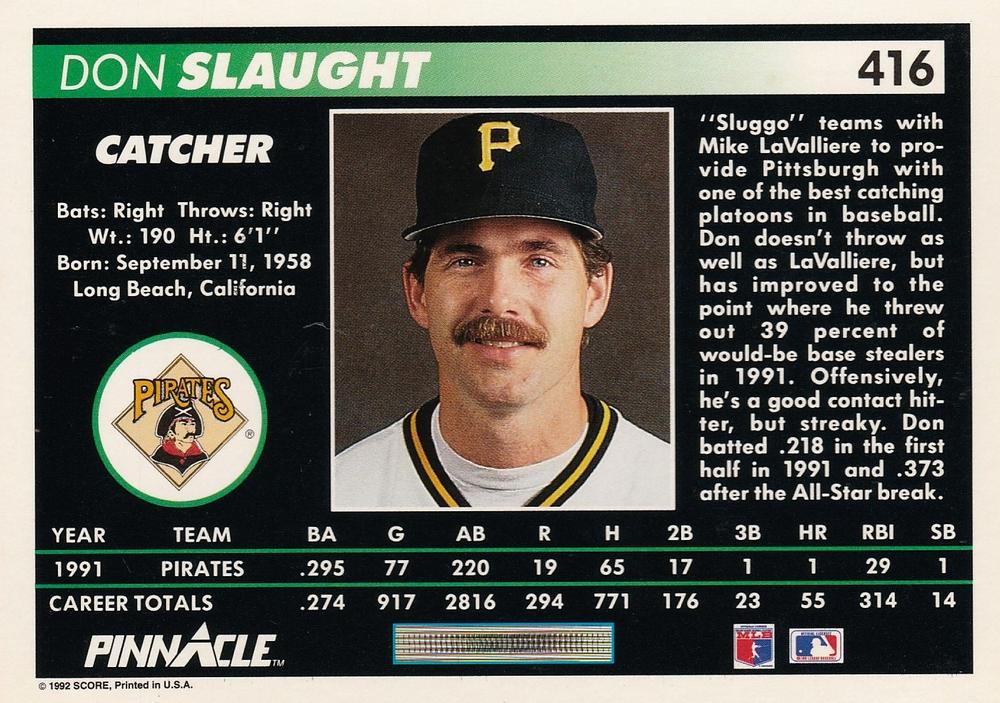 Don Slaught  baseball card collectible - Main Image 2